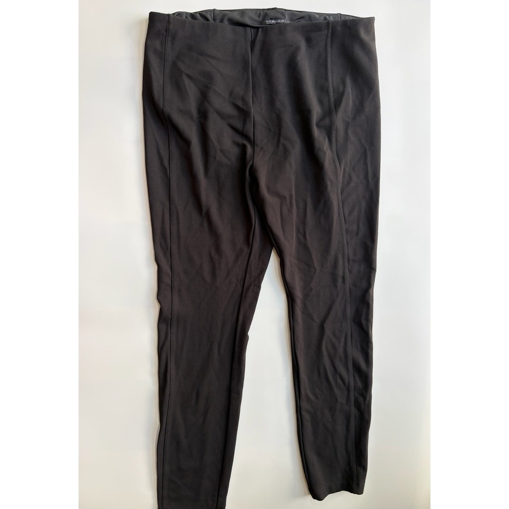 T Tahari Womens Black Tummy Control Seamed Leggings Pull On Pants Large